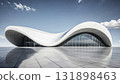 3d rendering of modern streamlined buildings and empty concrete floors 131898463