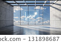 The ascending line graph of the glass screen panel on the floor of the concrete building 131898687