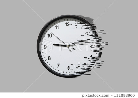 Clock showing distortion effect representing time movement 131898900