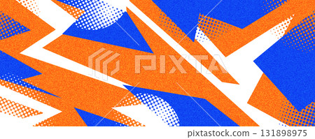 Abstract Background with Dynamic Blue and Orange Shapes, Halftone Style and Texture Effect. Template for Sport or Event Banner and Poster Design Abstract Background with Dynamic Blue and Orange Shapes, Halftone Style and Texture Effect. Template for Sport or Event Banner and Poster Design 131898975
