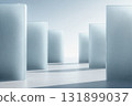 Striped glass-textured wall facade, minimalist space, car advertisement background 131899037