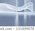 Curved glass-textured wall facade, minimalist space, car advertising background 131899078