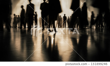 一群行走在光影中的身影 131899246