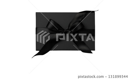 Black gift box with ribbon perfect for holiday gifting, AI, PNG 131899344