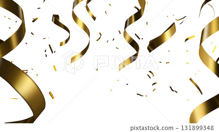 Gold ribbons and confetti create a festive vibe, created AI, PNG 131899348