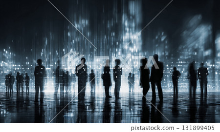 Visualization of a future society where light and information intersect Visualization of a future society where light and information intersect 131899405