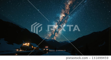 Indigenous Celestial Navigation Abstract visualization of traditional star wayfinding creating navigation mapping in trending cultural astronomy palette without human subjects. 131899459