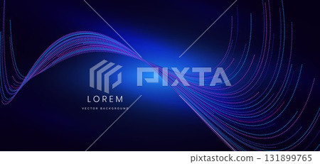 Futuristic glowing particle blue neon light ray on dark blue background. Futuristic glowing particle blue neon light ray on dark blue background. 131899765