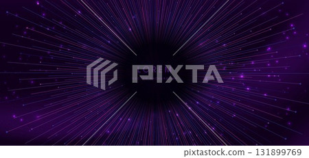 Technology purple and pink speed lines swirl with lighting effect sparkle on dark purple background. Technology purple and pink speed lines swirl with lighting effect sparkle on dark purple background. 131899769
