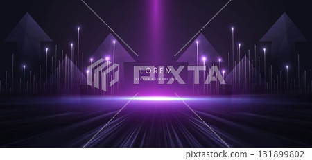 Scene purple light decor vertical arrow lines sparkling background. 131899802