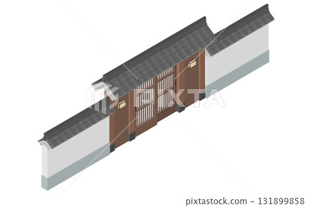 等距插畫：日式大門 131899858