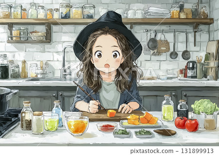 Miyu Series: Witch Miyu cooking with a magic wand Miyu Series: Witch Miyu cooking with a magic wand 131899913