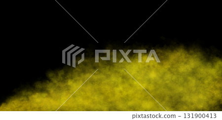 Yellow fog or smoke on transparent background, toxic mist or vapor cloud template, realistic mockup for visual effects and scenes 131900413