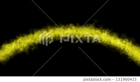 Yellow arc of smoke, fog or steam on transparent background mockup template for special effects and compositions 131900415