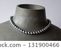 Gray pearl necklace, close-up Gray pearl necklace, close-up 131900466