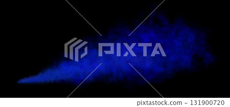 Blue glowing mist or magical smoke on transparent background, realistic fantasy vapor cloud template or gas fog mockup 131900720