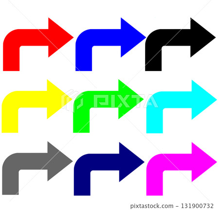 Simple and easy-to-use curved arrow set of 9 (red, blue, black, yellow, green, light blue, gray, navy blue, pink) Simple and easy-to-use curved arrow set of 9 (red, blue, black, yellow, green, light blue, gray, navy blue, pink) 131900732