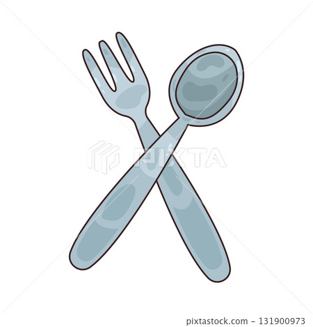 illustration of Spoon and Fork 131900973