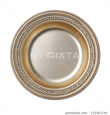 Elegant Silver Plate with Intricate Gold Edge Design for Table Decor and Fine Dining Settings 131901144