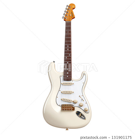 Classic electric guitar with a cream finish, six strings, and traditional design showcasing craftsmanship and style 131901175