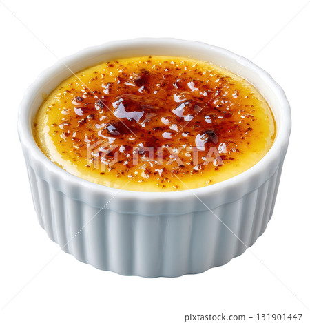 Creamy Vanilla Bean Creme Brulee with Golden Caramelized Sugar Top and Vanilla Seed Speckles Creamy Vanilla Bean Creme Brulee with Golden Caramelized Sugar Top and Vanilla Seed Speckles 131901447