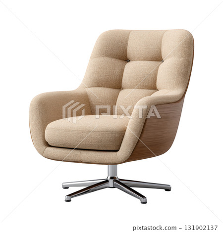Elegant swivel chair design in neutral fabric, perfect for modern living spaces and stylish home decor 131902137