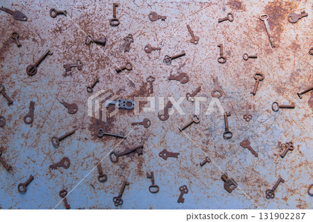 Old British keys horizontal composition 131902287