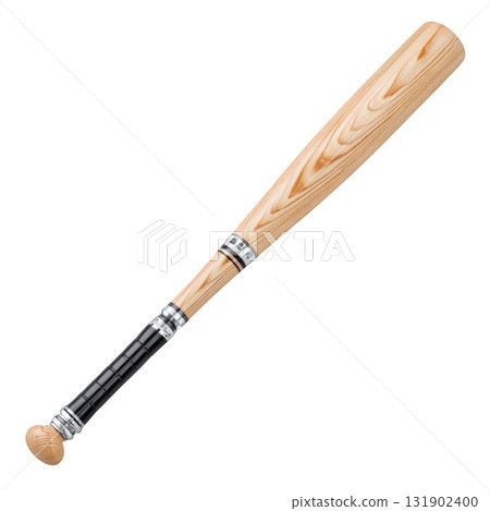 Wooden Baseball Bat Isolated on White Background for Sports Equipment and Athletic Activities 131902400