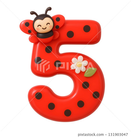 3D ladybug number five 131903047