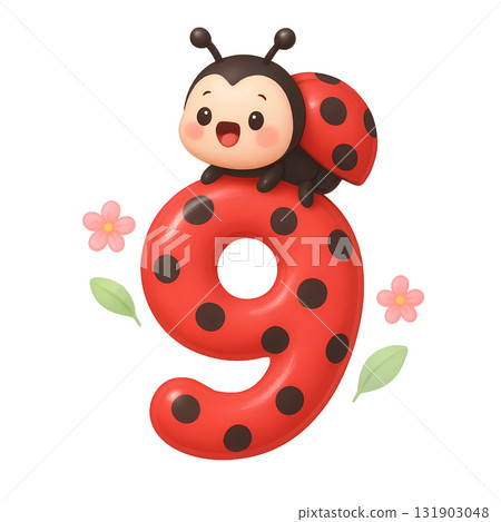 3D ladybug number nine 131903048