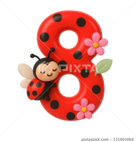 3D ladybug number eight 131903068