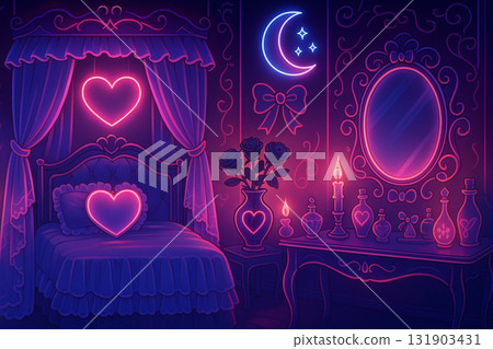 色彩繽紛的霓虹燈裝飾 131903431