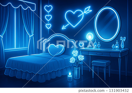 藍色霓虹燈房間 131903432