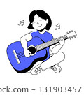 Girl with Guitar - Colorful Flat Design Illustration 131903457