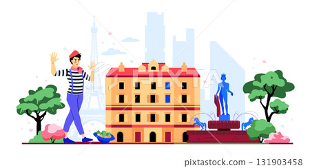 Travel to France - colorful flat design style illustration 131903458