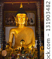 Golden Buddha Statue in Temple Hall in Thailand 131903482