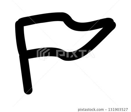 Hand-drawn doodle flag icon simple cute sketch symbol of goal, marker, decoration, celebration, isolated on white background for journaling and design projects. 131903527