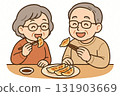 AI插畫（老年夫婦吃煎餃） 131903669