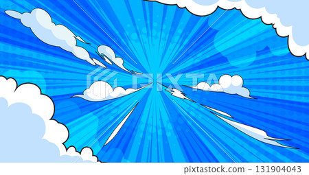 Comic cloud superhero burst with blue radial rays Comic cloud superhero burst with blue radial rays 131904043