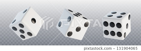 White dice with black dots for 3d game 131904065