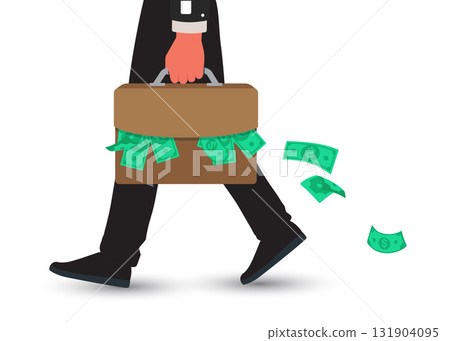 Businessman hand holding briefcase full of cash_stock illustration 131904095