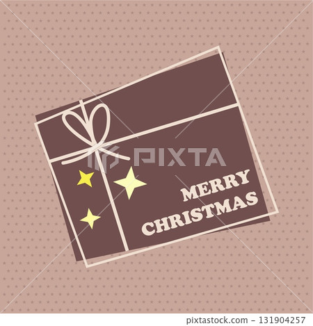 Merry Christmas postcard, square greeting card design. Winter holiday gift box, present surprise Merry Christmas postcard, square greeting card design. Winter holiday gift box, present surprise 131904257