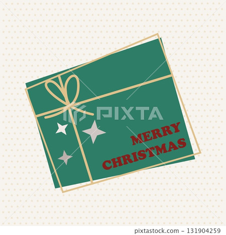 Merry Christmas, greeting card design with green gift, present and red festive typography. Square Merry Christmas, greeting card design with green gift, present and red festive typography. Square 131904259
