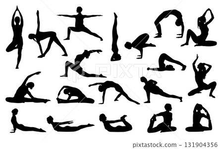 Yoga pose silhouette illustration Yoga pose silhouette illustration 131904356