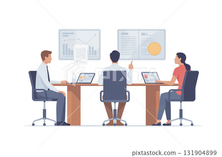 Illustration of a business meeting in a conference room Illustration of a business meeting in a conference room 131904899