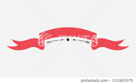 Retro red ribbon. Icon on white background. Curved textile symbol. Flat vector isolated banner Retro red ribbon. Icon on white background. Curved textile symbol. Flat vector isolated banner 131905070