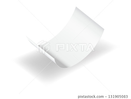 Blank payment check and receipts with shadow. Curved financial paper, purchase invoice. Buying, bill or calculate pay. Receipt the seller form 131905083