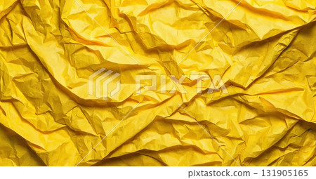 Yellow background made of crumpled paper 131905165