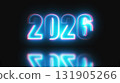 2026 glowing neon technology text. Computer generated 3d render 131905266