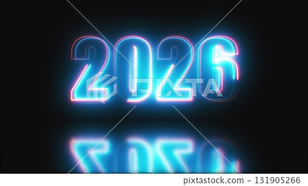 2026 glowing neon technology text. Computer generated 3d render 2026 glowing neon technology text. Computer generated 3d render 131905266